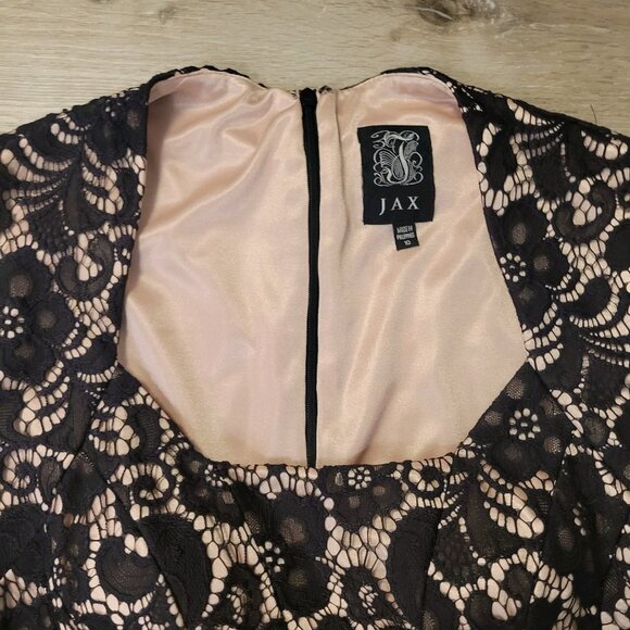 JAX Sleeveless Knee Length Black & Cream Floral Lace Cocktail Dress Size 10 READ - Picture 3 of 9